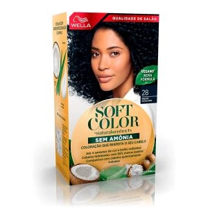 Tintura Wella Soft Color Kit Creme Sem Amônia Cor 28 Preto Azulado