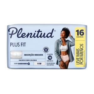 Roupa Íntima Descartável Feminina Plenitud Plus Fit P/M 16 Unidades