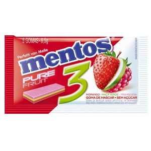 Goma De Mascar Mentos 3 Camadas Pure Fruit