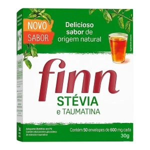 Adoçante Finn 100% Stévia e Taumatina Com 50 Envelopes de 600mg Cada