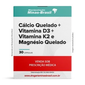 Cálcio Quelado 500 Mg C/ Vit D3 5 Mcg C/ Vit K2 60 Mcg E Magnesio Quelado 200 Mg 30 Cápsulas