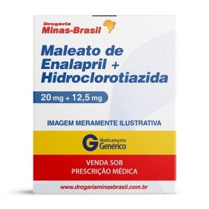 Maleato De Enalapril 20Mg Com Hidroclorotiazida 12,5Mg Com 30 Comprimidos Genérico Biolab