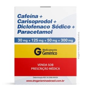 Cafeína com Carisoprodol com Diclofenaco Sódico e Paracetamol 30 Comprimidos Genérico Eurofarma