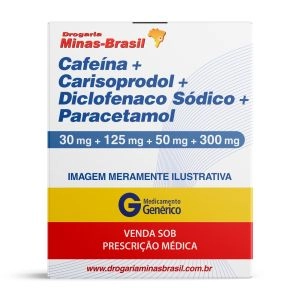 Cafeína com Carisoprodol com Diclofenaco Sódico e Paracetamol 30 Comprimidos Genérico Eurofarma