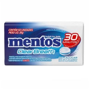 Pastilhas Mentos ClearBreath Peppermint com 50 unidades