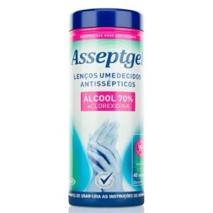 Lenços Umedecidos com Álcool 70% Asseptgel com 40 unidades
