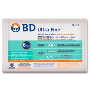 Seringa Para Insulina Bd Ultra-Fine 6Mm/0,25 Com 10 Unidades