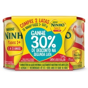 Fórmula Infantil Ninho Fases 1+ 800g - 30% de desconto na 2ª lata