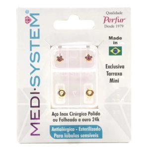 Brincos Medi System Adulto Sakura Dourado Ref:602