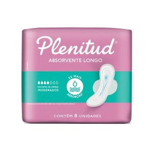Absorvente Para Incontinência Urinária Plenitud Absorvente Longo com Abas 8 Unidades