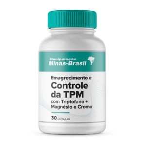 Emagrecimento e Controle da TPM com Triptofano+ Magnésio e Cromo 30 Cápsulas