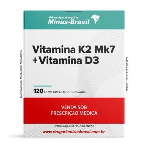 Vitamina K2 MK7 100mcg + Vit D3 10.000 Ui - 120 Comprimido Sublingual