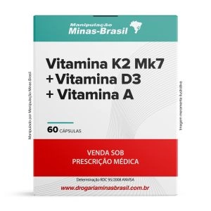 Vitamina K2 Mk7 120Mcg   Vitamina D3 10000Ui   Vitamina A 4000Ui - 60 Cápsulas