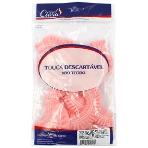 Touca Descartável Não Tecido Rosa com 5 Unidades Santa Clara