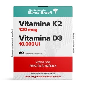 Vitamina K2 120mcg   Vitamina D3 10.000 Ui - 60 Comprimidos Sublingual