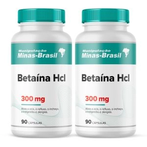 Betaína Hcl 300Mg 90 Cápsulas – 2 Unidades