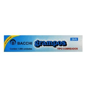 Grampos Cobreados 26/6 Com 1.000 Unidades Bacchi