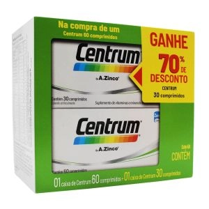 Kit Centrum Caixa com 60 Comprimidos e 30 Comprimidos com 70% Desconto na Segunda Embalagem GSK