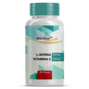 L- Serina 300Mg   Vitamina C 350Mg com 90 Cápsulas