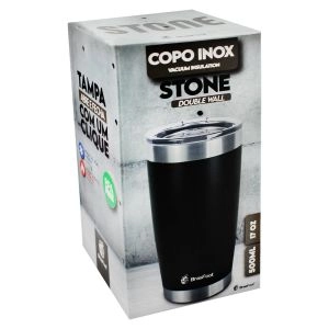 Copo Térmico Inox Stone Preto 500Ml Brasfoot