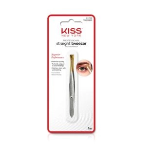 Pinça Reta Ponta Dourada Blister Kiss New York