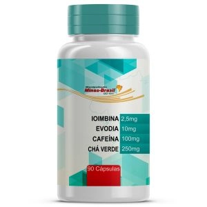 Ioimbina 2,5Mg   Evodia 10Mg   Cafeína 100Mg   Chá Verde 250Mg 90 Cápsulas