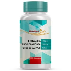 Composto do Controle da Ansiedade e Estresse Com L- Theanina   Rhodiola e Crocus – 180 Cápsulas