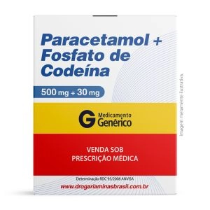 Paracetamol + Fosfato de Codeína 500mg + 30mg Com 12 comprimidos Genérico União Quimica