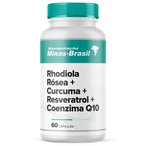 Rhodiola Rósea 110mg + Curcuma 55mg + Resveratrol 15mg + Coenzima Q10 60mg 60 Cápsulas