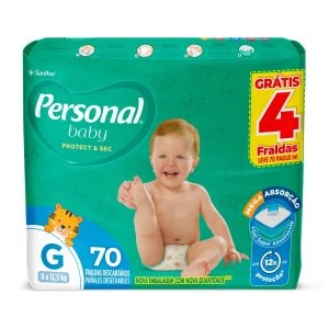 Fralda Personal Baby Protect e Sec G Leve 70 Pague 66 Unidades