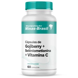 Cápsulas de Gojiberry 200mg + Selêniometionina 50mcg + Vitamina C 100mg 60 Cápsulas
