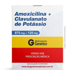 Amoxicilina + Clavulanato de Potássio - 875mg + 125mg Com 20 Comprimidos Genérico Ranbaxy