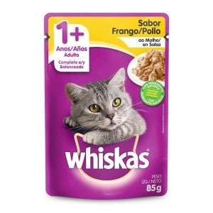 Sachê De Ração Úmida Para Gatos Adulto Sabor Frango ao Molho 85g Whiskas