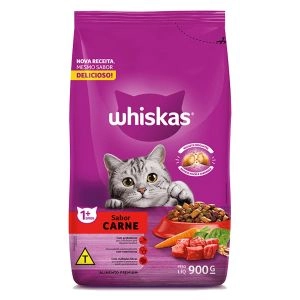 Ração Seca para Gatos Adulto Sabor Carne 900g Whiskas