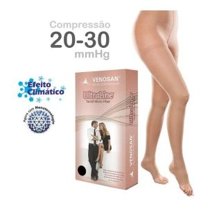 Meia Elástica Venosan Ultraline 4000 AT Tamanho Grande Pé Aberto Bege Compressão 20-30 REF-BG41203
