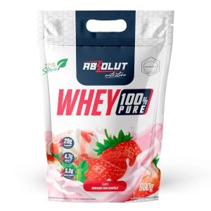 Whey Concentrado 100% Pure Sabor Morango Com Chantilly 900g Refil Absolut Nutrition